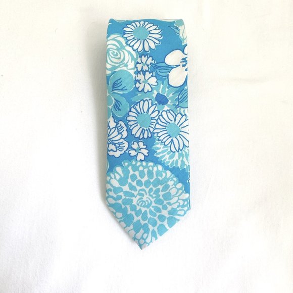 Lilly Pulitzer Other - VINTAGE MEN'S LILLY PULITZER NECKTIE TIE BLUE & WHITE PALM BEACH FL
